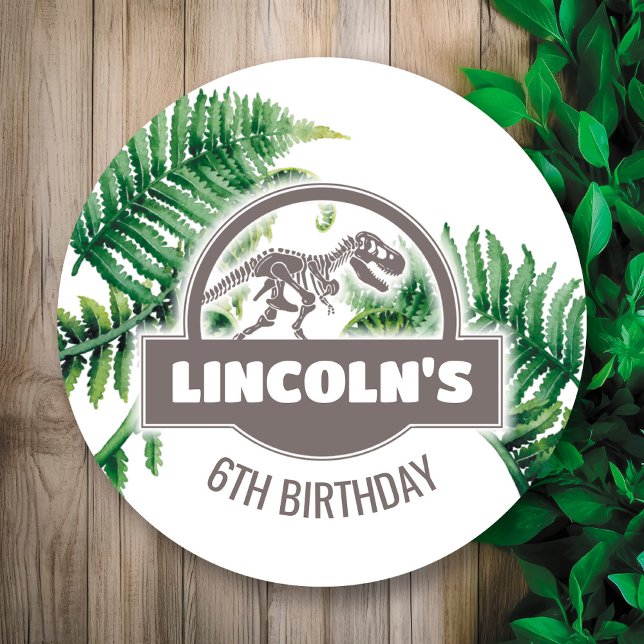 Sticker rond de la fête d'anniversaire de Jurassic (Créateur téléchargé)