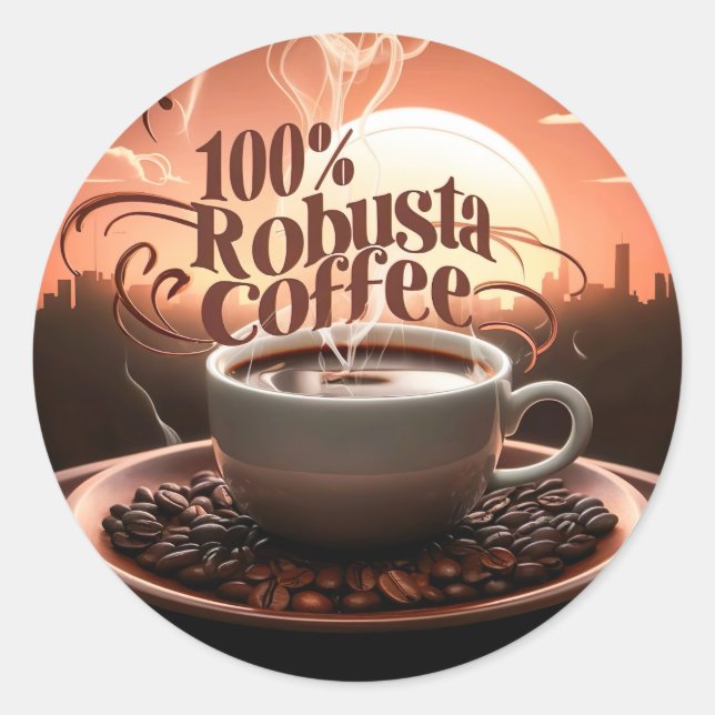 Sticker rond de l'amoureux du café Robusta (Devant)