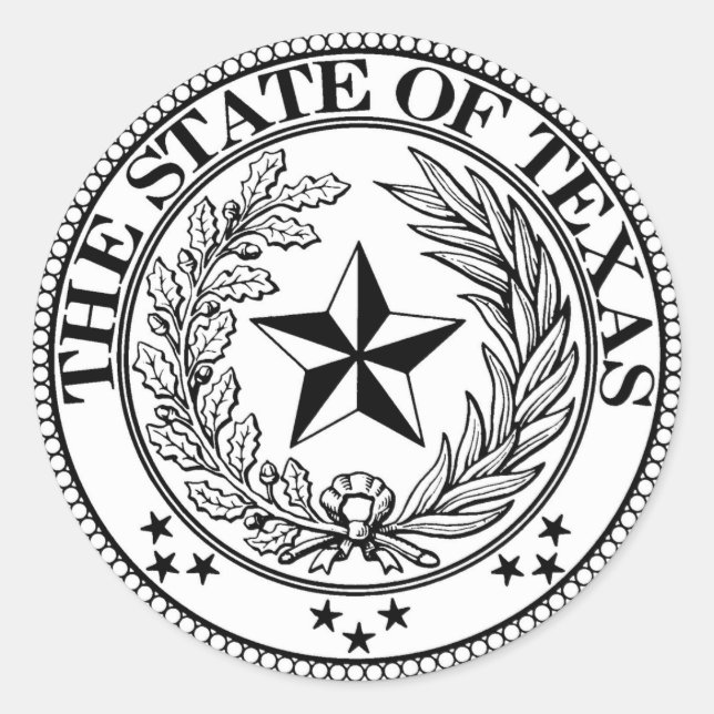 Sticker rond de l'état du Texas Classic,  brillan (Devant)