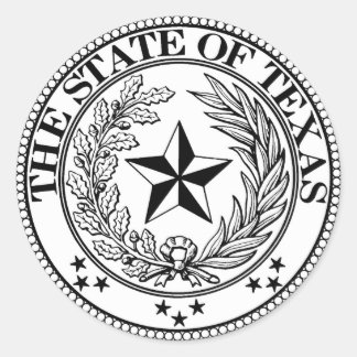 Sticker rond de l'état du Texas Classic,  brillan