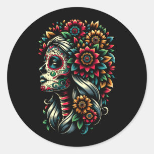 Sticker Rond De Los Muertos La Catrina Jour Du Gouvernement
