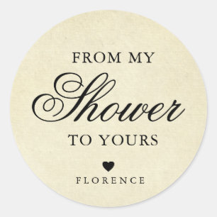 Sticker Rond De Ma Douche À La Vôtre Mariage Vintage
