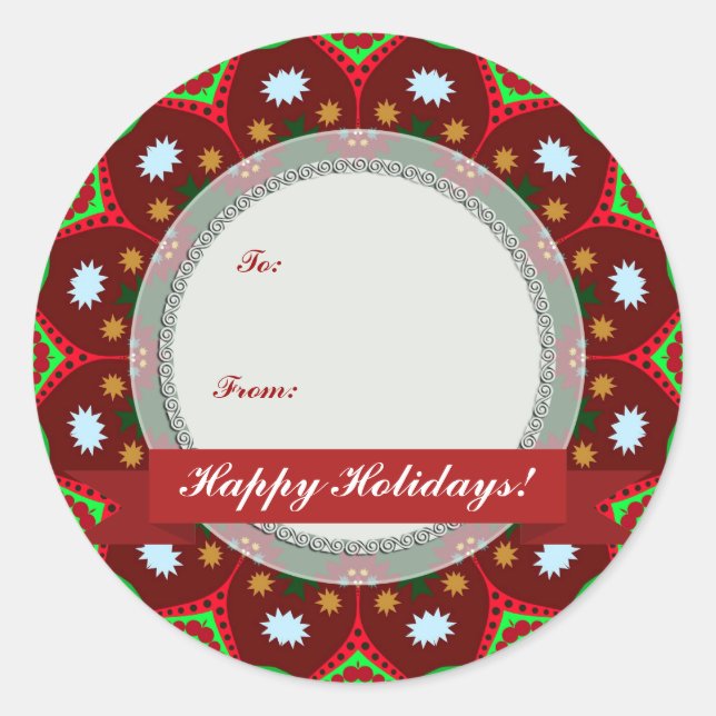 Sticker rond de marque-cadeau de Noël (Devant)
