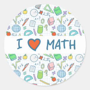 Sticker Rond De nouveau à l'école : "J'autocollant aime maths
