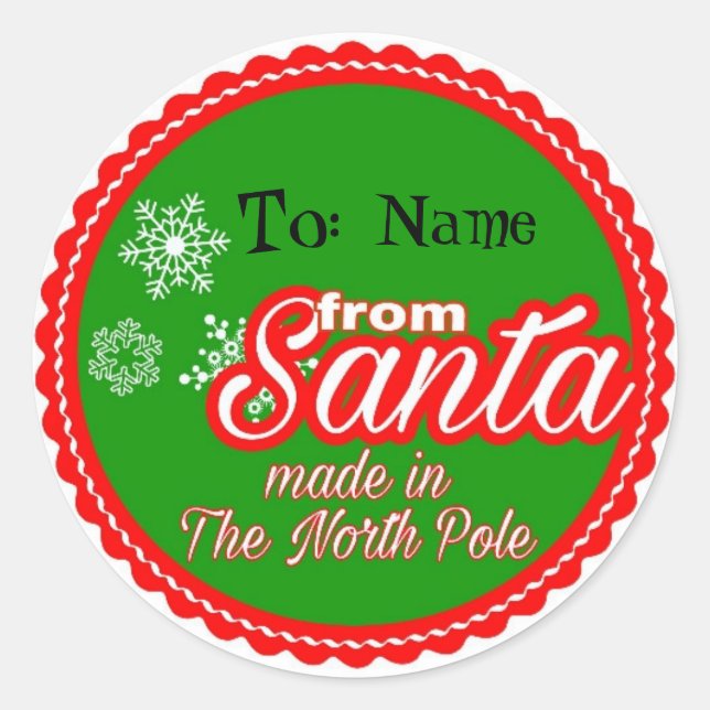 Sticker Rond De Père Noël Personnalisé (Devant)