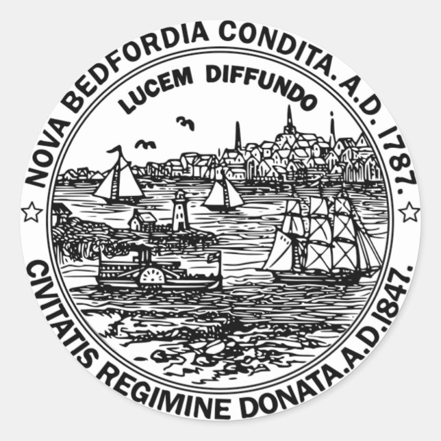 Sticker rond de sceau de ville de Bedford Massachu (Devant)