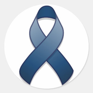 Sticker rond de sensibilisation au ruban bleu fonc
