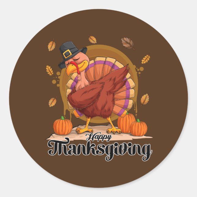Sticker rond de typographie de bon thanksgiving (Devant)