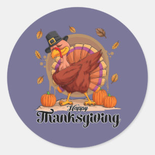 Sticker rond de typographie de bon thanksgiving