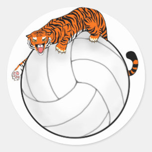 Sticker rond de volley-ball de tigre