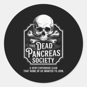 Sticker Rond Dead Pancreas Society Chemise Crâne Crâne Drôle Di