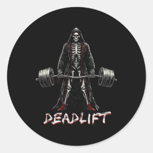 Sticker Rond Deadlift Skeleton Halloween Gym plaisanteries Weig