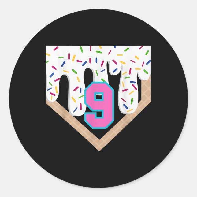 Sticker Rond Débit de baseball 9e anniversaire Accueil Plate Bo (Devant)