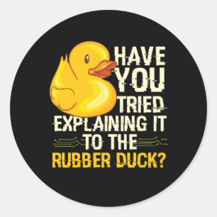 Sticker Rond Débogage du canard en caoutchouc du programmeur