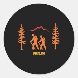 Sticker Rond Débrancher Randonnée Camping Outdoor Nature Aventu
