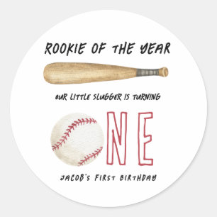 Sticker Rond Débutant de l'année Fête d'anniversaire de basebal