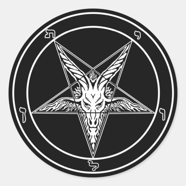 Sticker Rond Décalques de style ancien de Baphomet - grand 3 (Devant)