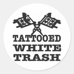 Sticker Rond Déchets blancs tatoués