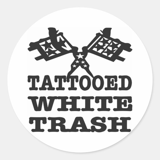 Sticker Rond Déchets blancs tatoués (Devant)