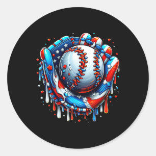 Sticker Rond Déchets De Baseball Crème De Glace Sprinkles Gant 