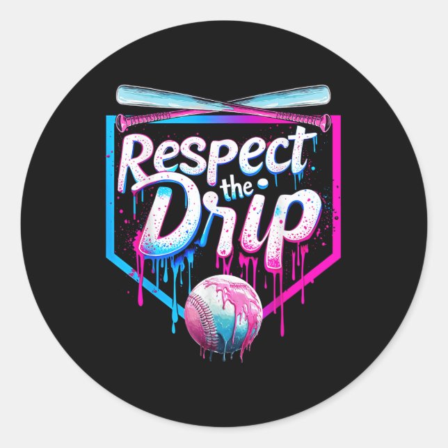 Sticker Rond Déchets De Baseball Pour Garçons Hommes Crème Glac (Devant)