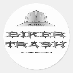 Sticker Rond Déchets de cycliste de gisement de pétrole,