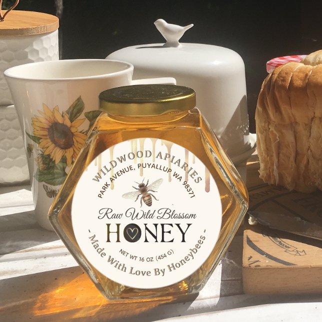 Sticker Rond Déchets de miel et abeille Fabriquée avec amour pa (Créateur téléchargé)