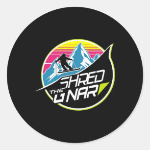 Sticker Rond Déchiquetez Le Gnar Ski Freestyle Diamant Hiver Sp