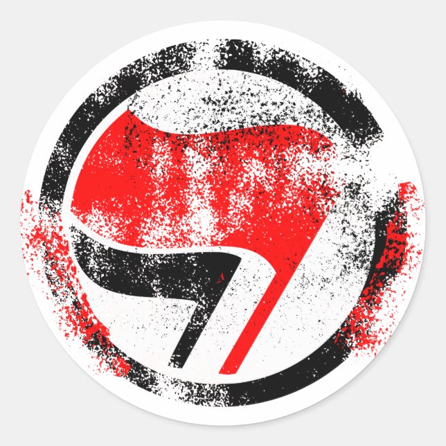 Sticker Rond Déchiré drapeau d'action anti-fasciste (Devant)