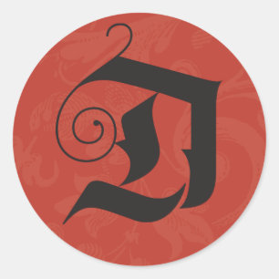 Sticker Rond Deck Halls Monogramme D Calligraphie de Noël