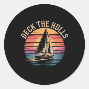 Sticker Rond Deck Les Coques Drôle Nautique Voile de Noël