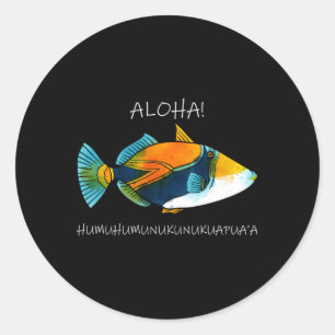 Sticker Rond Déclencheur du récif hawaïen Humuhumunukunukuapua'