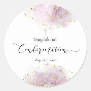 Sticker Rond déco aquarelle fille de confirmation