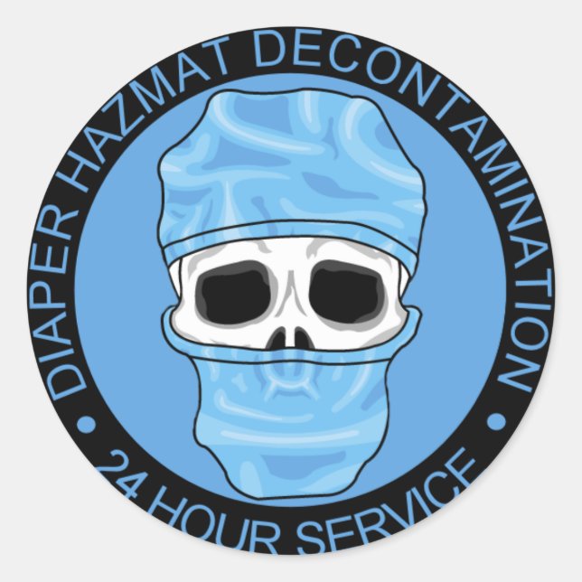 Sticker Rond Décontamination du tapis de couches (Devant)