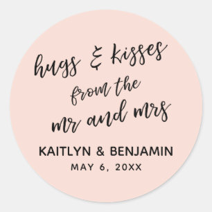Sticker Rond Décontracté Hugs & Kisses de M. et Mme Blush