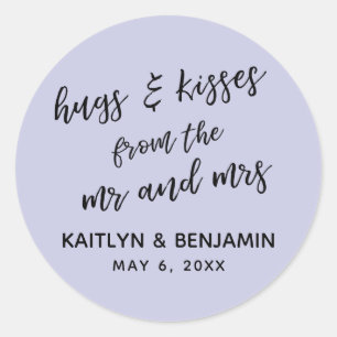 Sticker Rond Décontracté Hugs & Kisses de M. et Mme Lavender