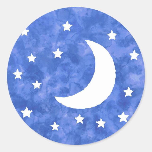 Sticker Rond Décor Aquarelle Moon Stars (Devant)
