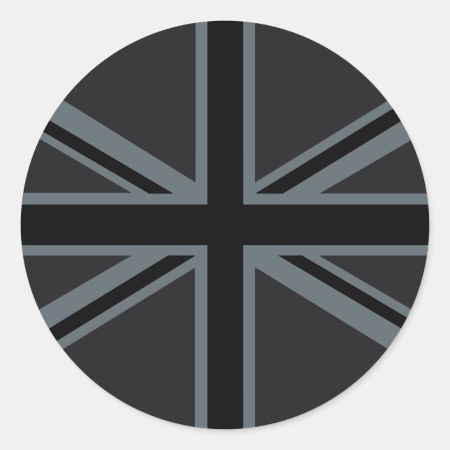 Sticker Rond Décor britannique noir de drapeau d'Union Jack (Devant)