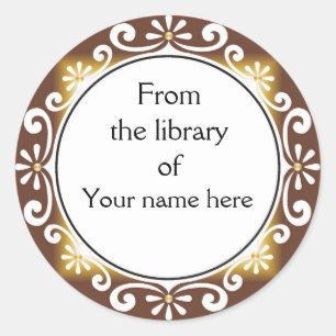 Sticker Rond Décor De La Bibliothèque De Plaques De Livres