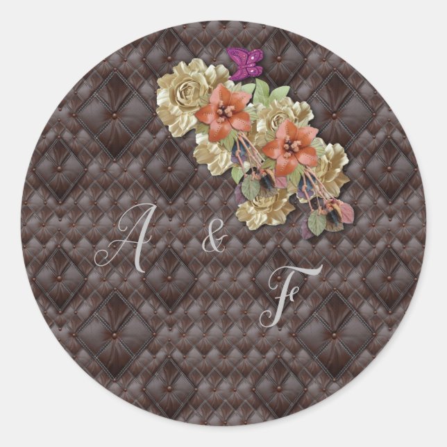 Sticker Rond Décor et cartes en cuir 3D (Devant)