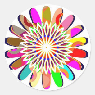 Sticker Rond Décorations colorées Chakra Roue FLORALE