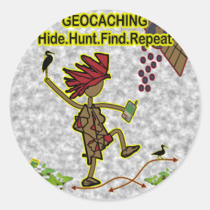 Sticker Rond Découverte de chasse à peau de Geocachnig