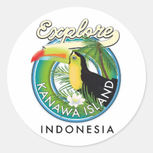 Sticker Rond découvrez kanawa island indonesia photo imprimer