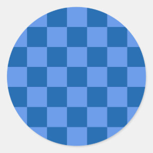 Sticker Rond Découvrez l'attrait du motif damier bleu