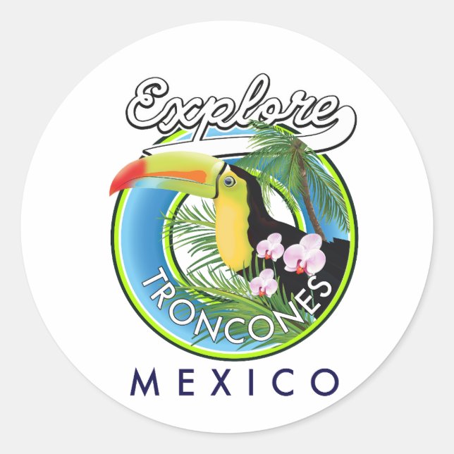 Sticker Rond Découvrez Troncones Mexique logo rétro Coffee Mug (Devant)