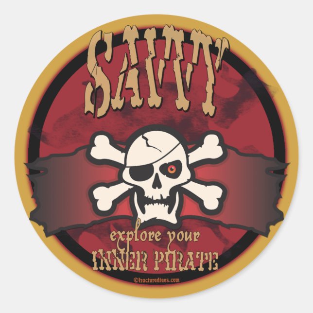 Sticker Rond Découvrez votre pirate intérieur (Devant)