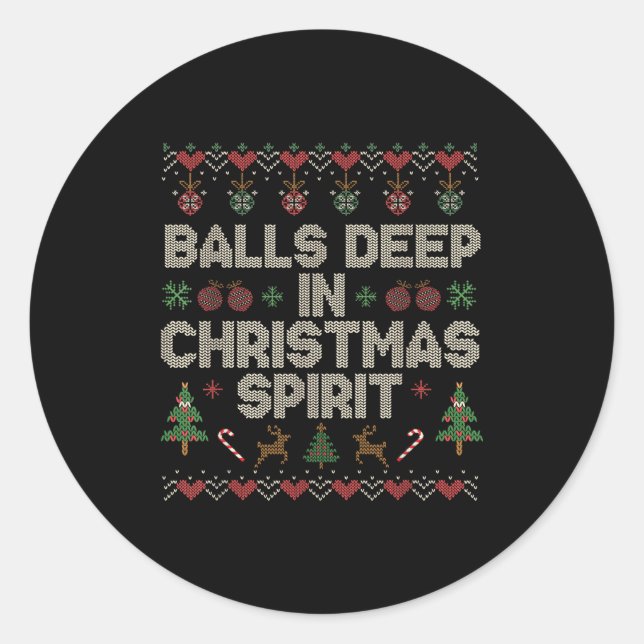 Sticker Rond Deep In The Christmas Srit Couple Matching Christm (Devant)