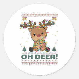 Sticker Rond Deer Funny Reindeer Deer Pun christmas
