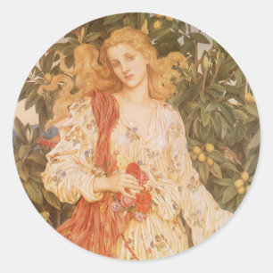 Sticker Rond Déesse des fleurs et des floraisons, Flora par Mor