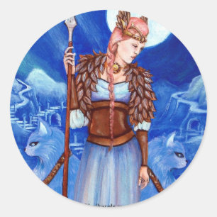 Sticker Rond Déesse des norses de Freya